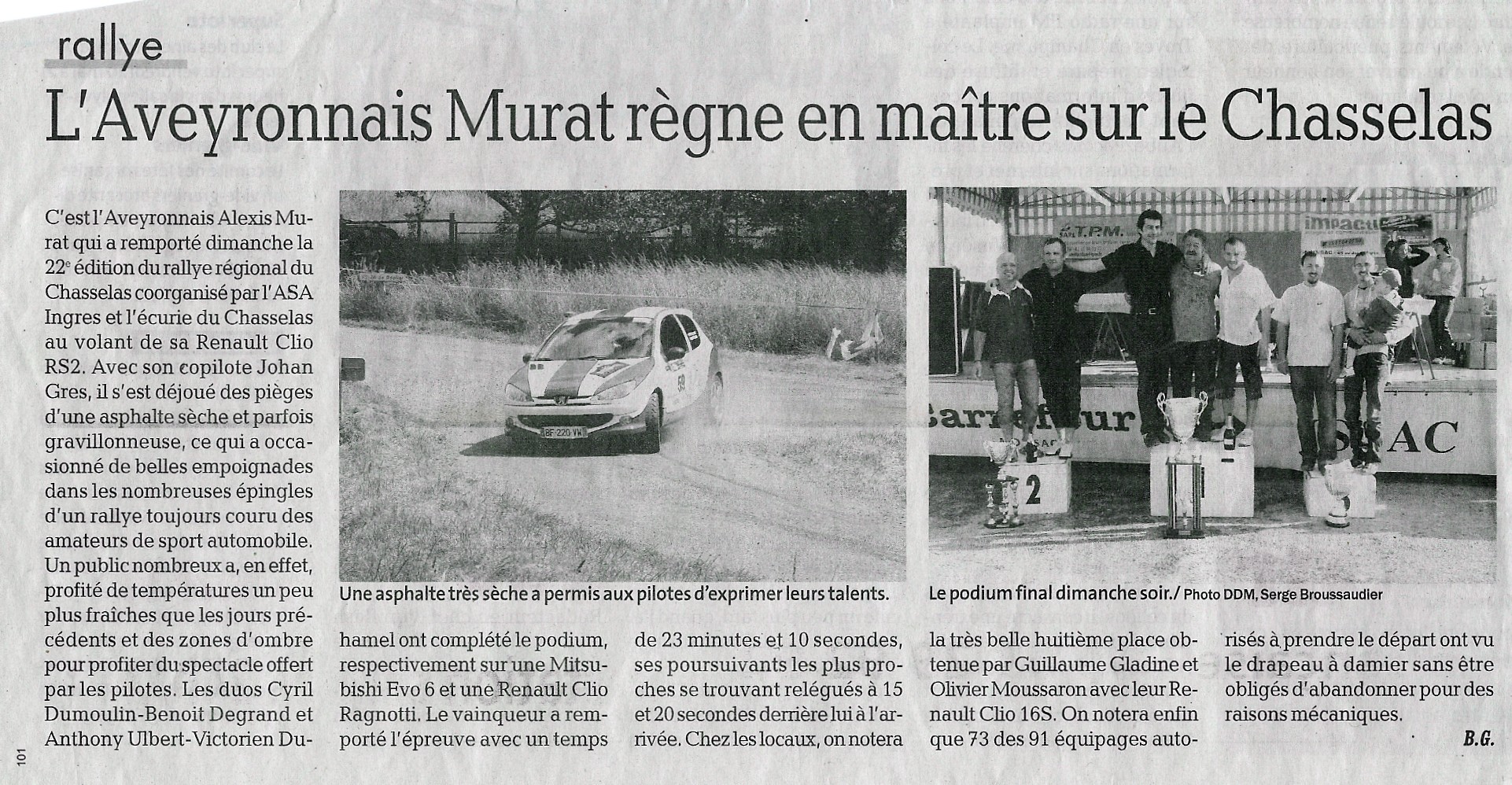 Rallye du chasselas 2011 - Presse locale